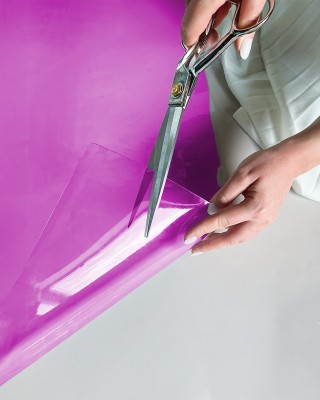 Technical transparent pink PVC film 0.50 mm