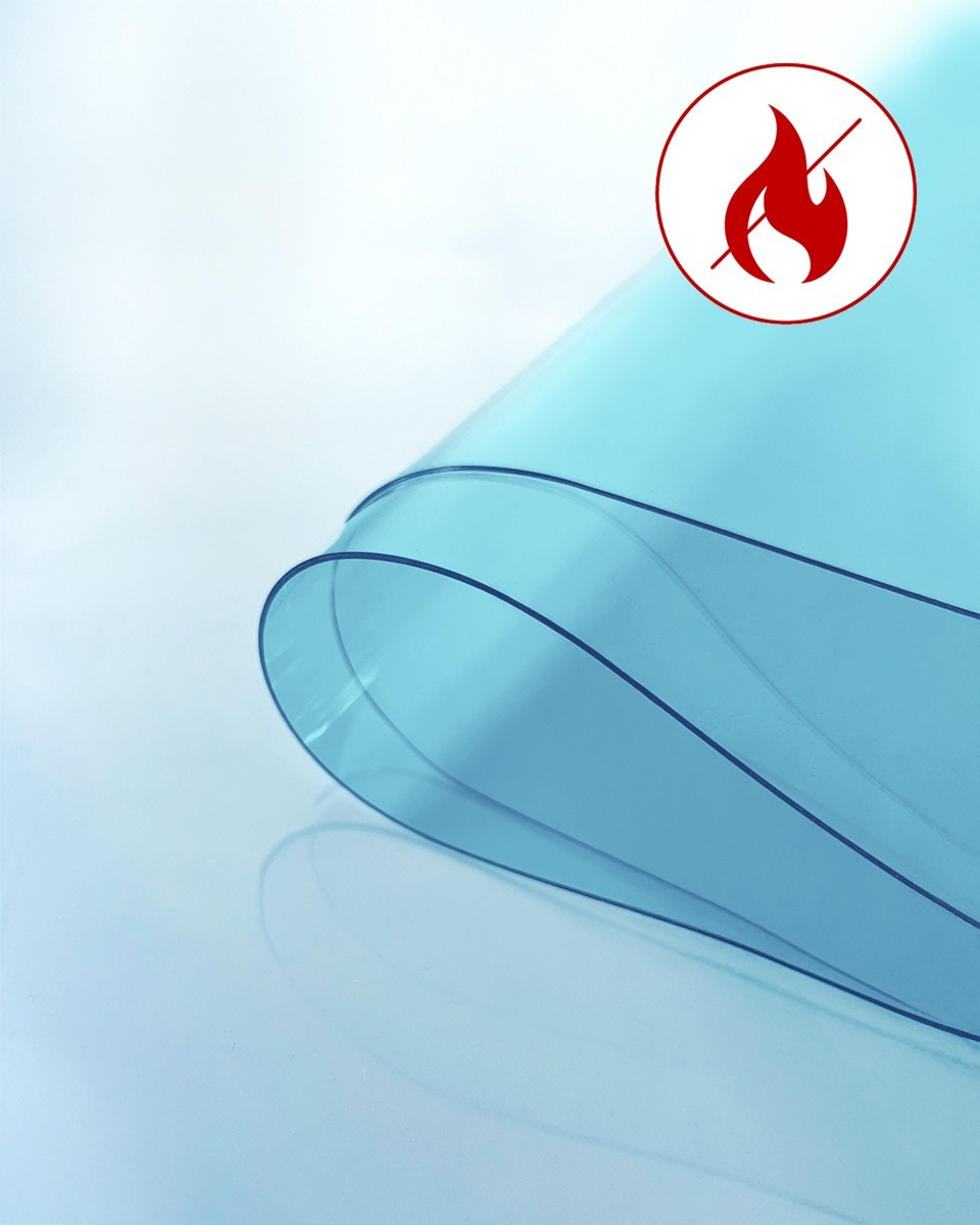 Technická průhledná modrá PVC fólie 0,50 mm