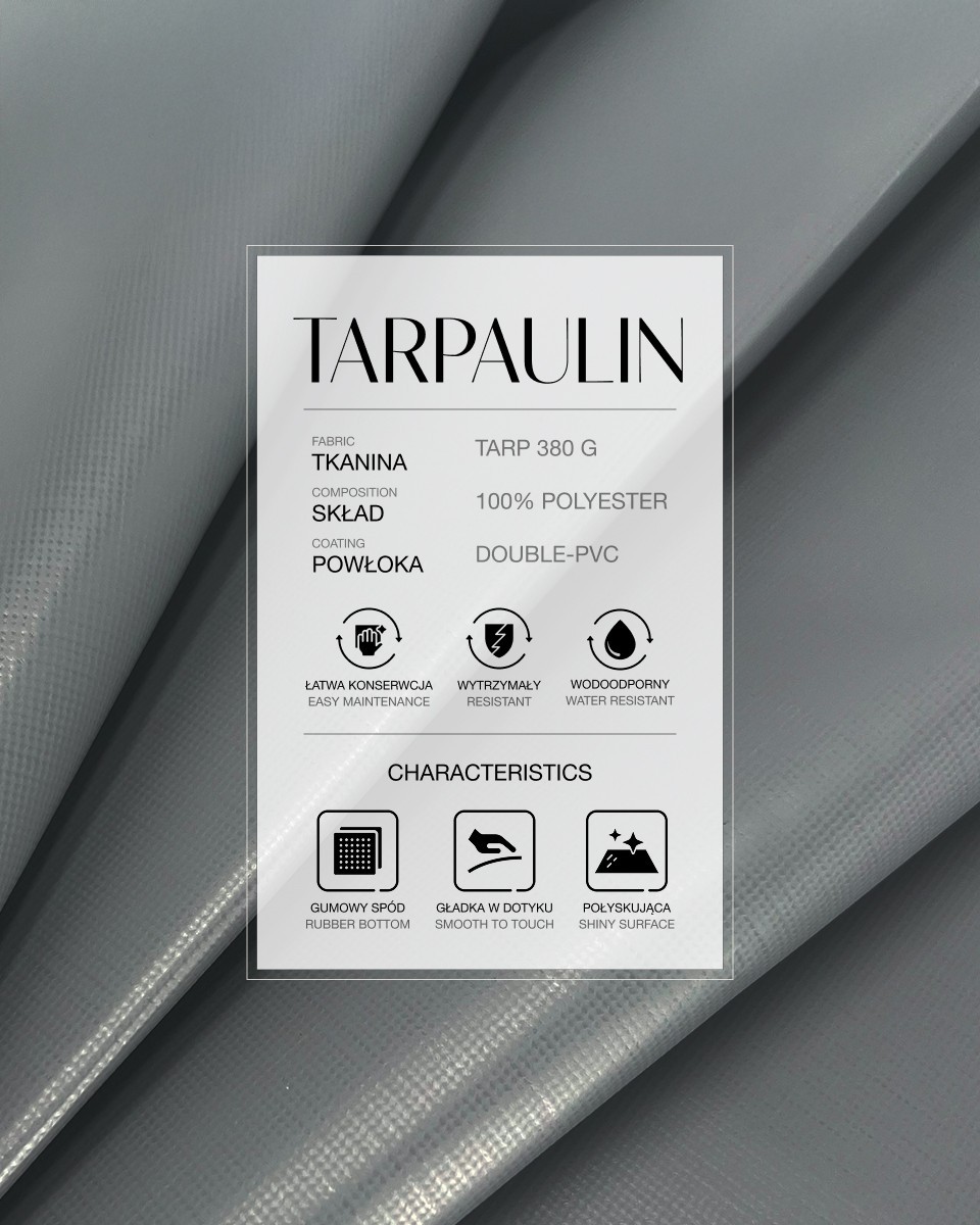 Polyester-Tarpaulin-Gewebe 380 g/m² Reach (134) Grau Polyester-Tarpaulin-Gewebe 380 g/m² Reach (134) Grau