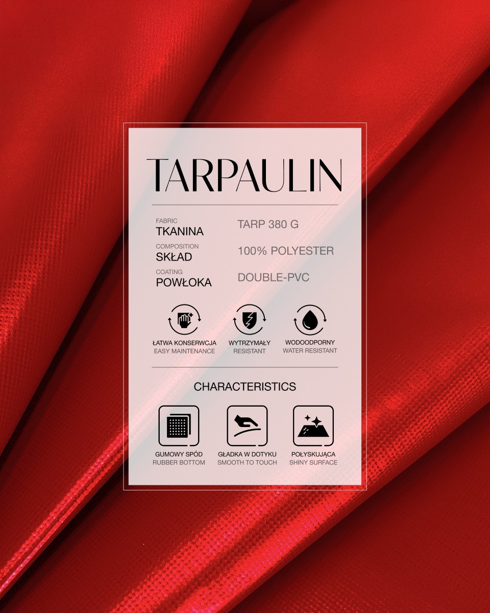 Polyester tarpaulin fabric 380 g/m² (620) red Polyester tarpaulin fabric 380 g/m² (620) red