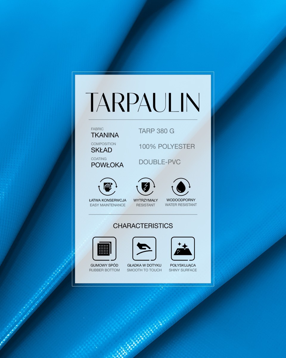 Полиэстеровая ткань тарпаулин 380 г/м² (918) синяя Полиэстеровая ткань тарпаулин 380 г/м² (918) синяя