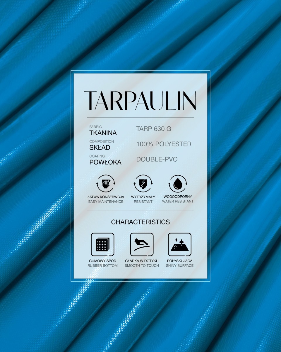 Полиэстеровая ткань тарпаулин 630 г/м² (918) синяя Полиэстеровая ткань тарпаулин 630 г/м² (918) синяя