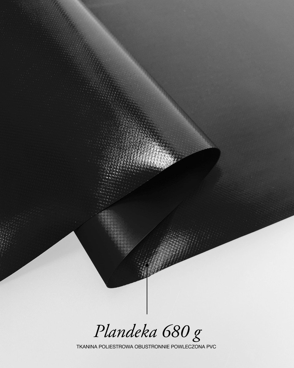 Polyester tarpaulin fabric 680 g/m² Reach (580) black Polyester tarpaulin fabric 680 g/m² Reach (580) black