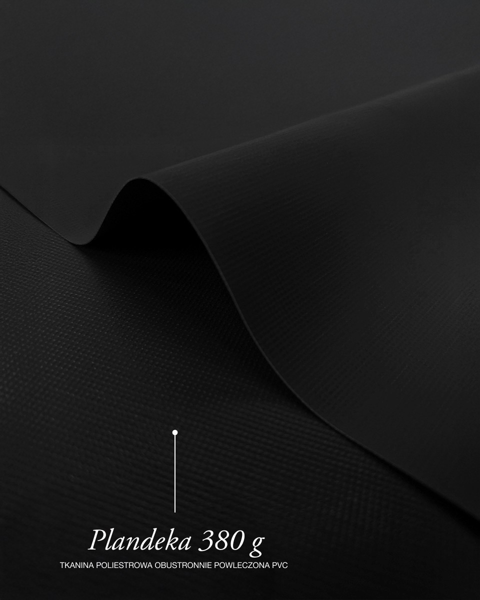 Polyester tarpaulin fabric 380 g/m² (580) black Polyester tarpaulin fabric 380 g/m² (580) black