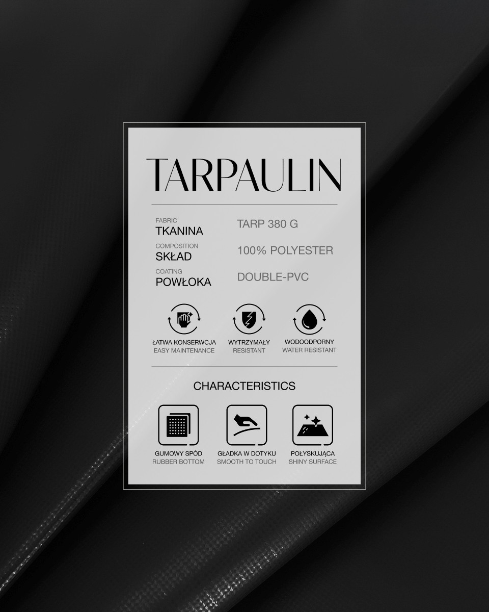 Polyester tarpaulin fabric 380 g/m² (580) black Polyester tarpaulin fabric 380 g/m² (580) black