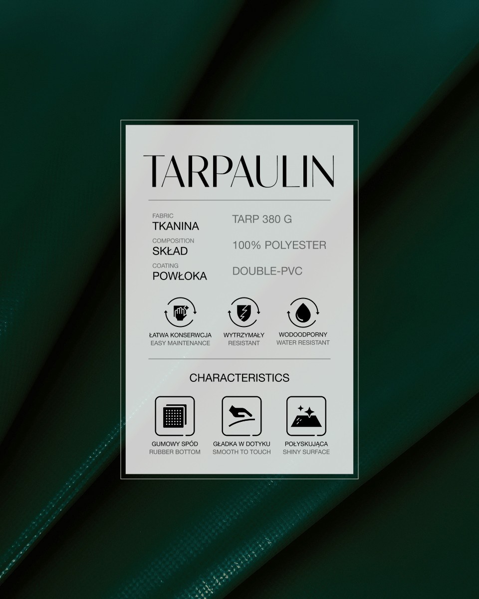 Polyester tarpaulin fabric 380 g/m² (693) dark green Polyester tarpaulin fabric 380 g/m² (693) dark green