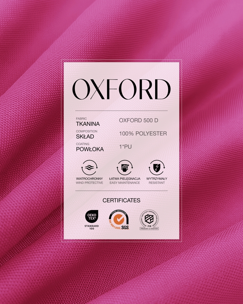 Полиэстеровая ткань Oxford 500D PU (516) розовый Полиэстеровая ткань Oxford 500D PU (516) розовый