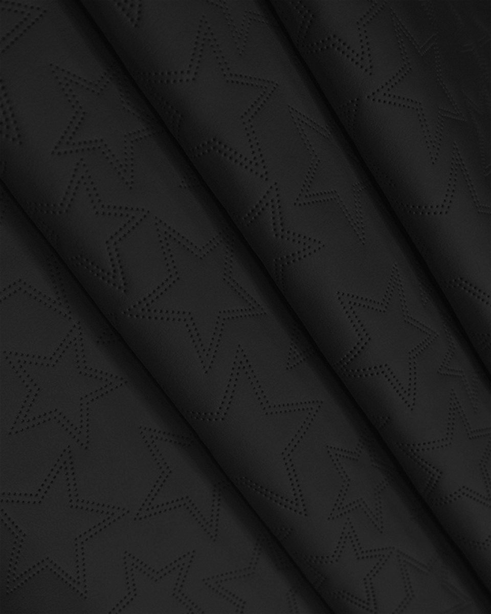 GESTEPPT KUNSTLEDER STERNE SCHWARZ 140 CM 1 LM GESTEPPT KUNSTLEDER STERNE SCHWARZ 140 CM 1 LM