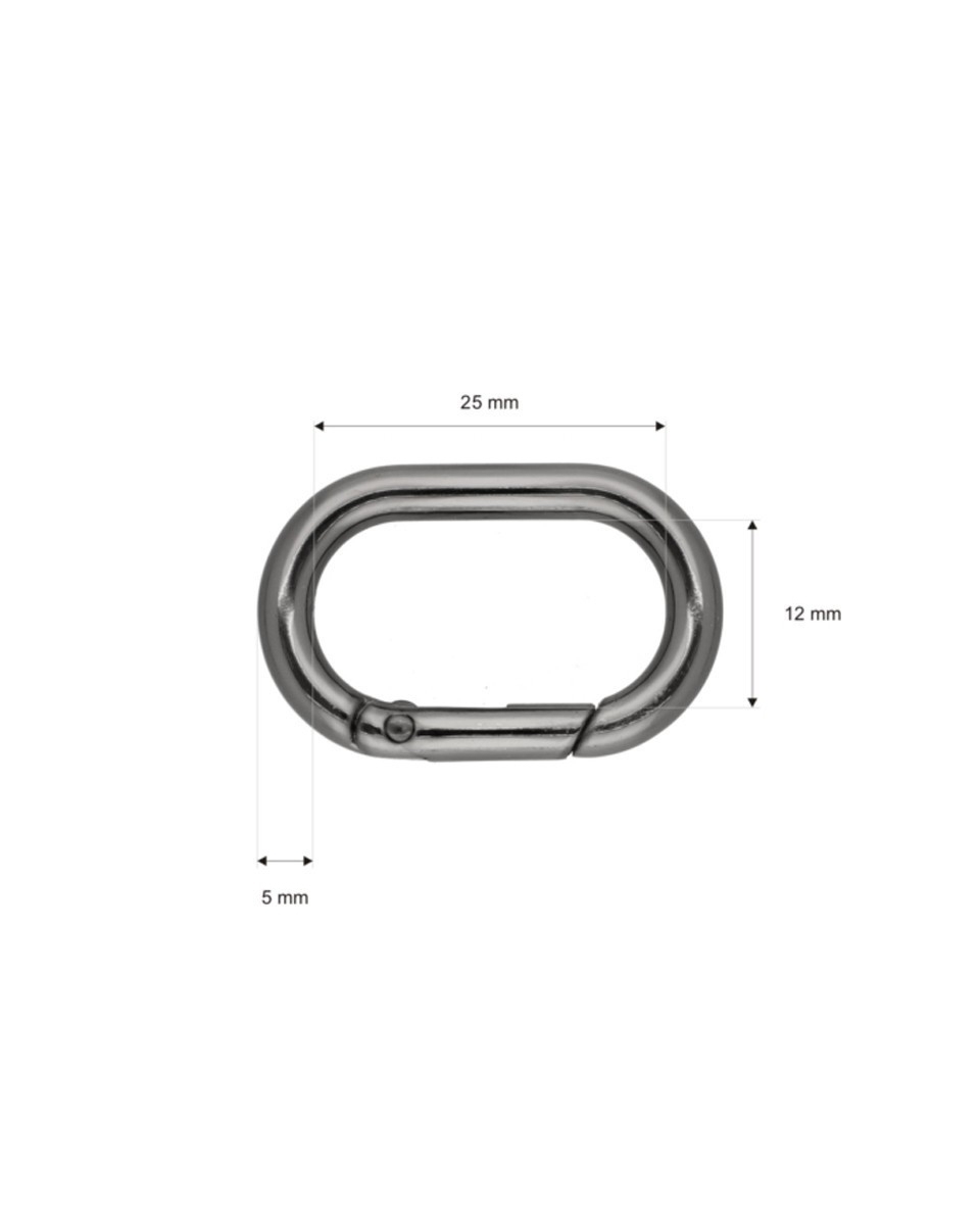 METAL    RING (OVAL) 25/12/4,7 MM CARABINER BLACK NICKEL   WIRE