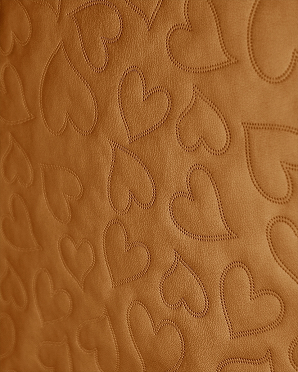 IMITATION QUILTED LEATHER HEARTS COPPER 140 CM 1 MB