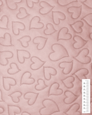 UMĚLÁ KŮŽE PROŠÍVANÝ SRDCE PEARL PINK 140 CM 1 M