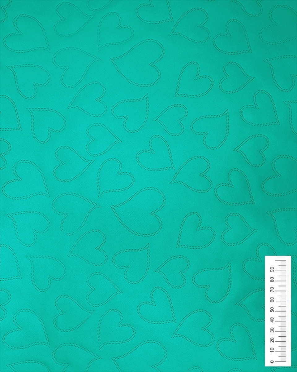 IMITATION QUILTED LEATHER HEARTS TURQUOISE 140 CM 1 MB