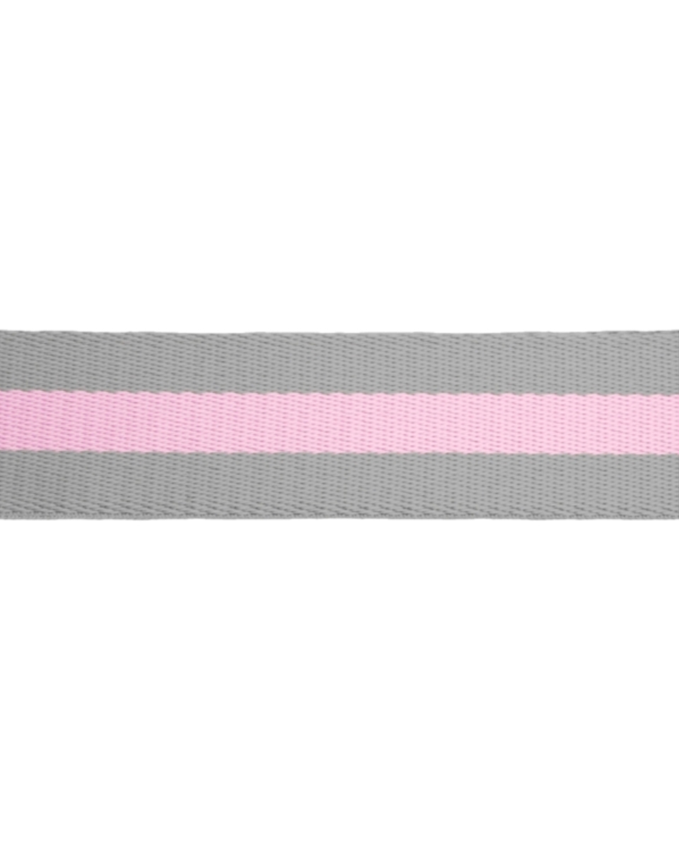 POLYCOTTON POPRUH 38 MM / 1,40 (+/- 0,05) MM (22) ŠEDÁ-RŮŽOVÁ-ŠEDÁ 50 YD