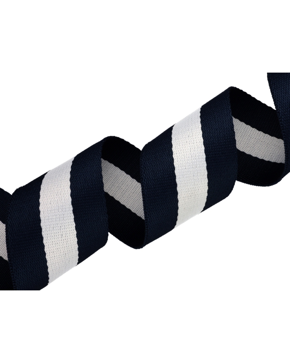 POLYCOTTON WEBBING  1,40 (+/- 0,05) MM NAVY BLUE AND WHITE 50 YD