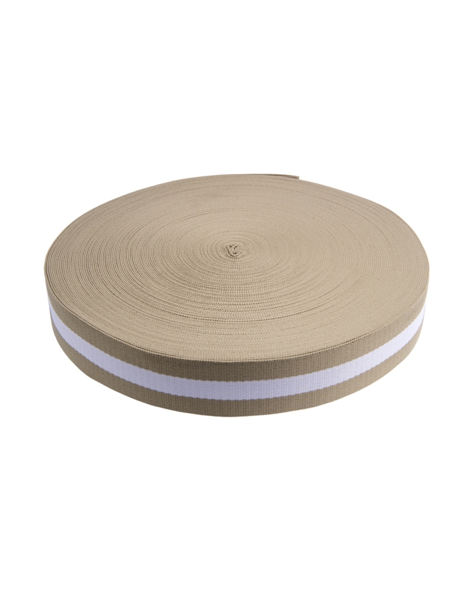POLYCOTTON WEBBING  1,40 (+/- 0,05) MM (31) BEIGE AND WHITE 50 YD