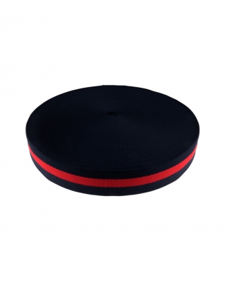 Polycotton tragband 38 mm / 1,40 (+/- 0,05) mm marineblau und rot 50 yd