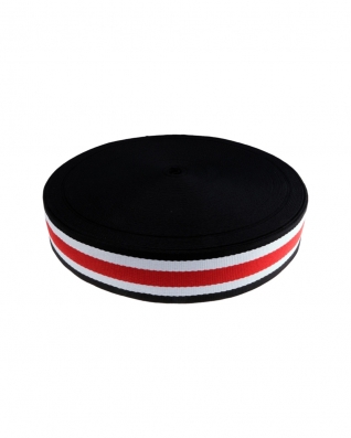 Polycotton tragband  1,40 (+/- 0,05) mm (42) marineblau, weiss und rot 50 yd