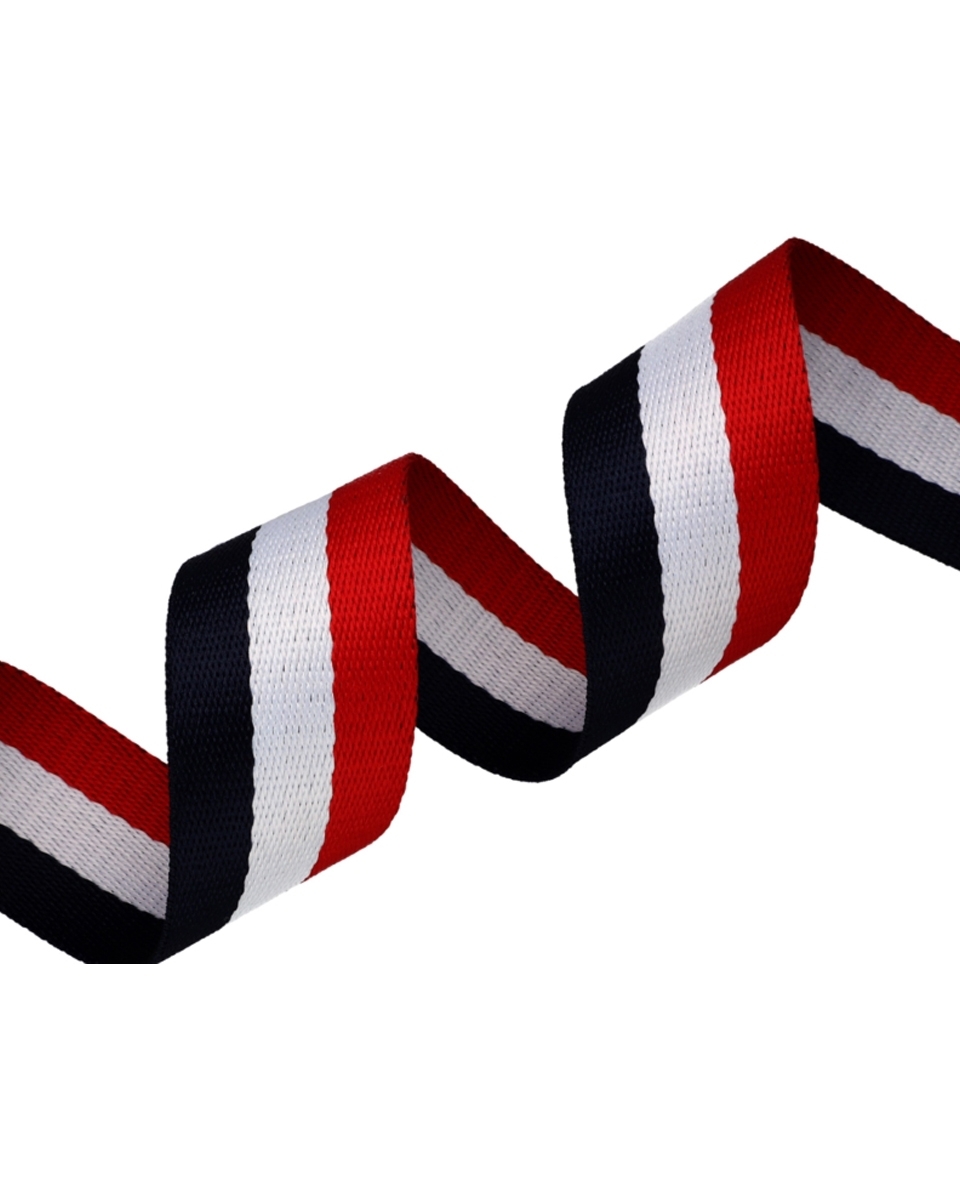 Polycotton webbing 38 mm / 1,40 (+/- 0,05) mm (7) navy blue, white and red 50 yd