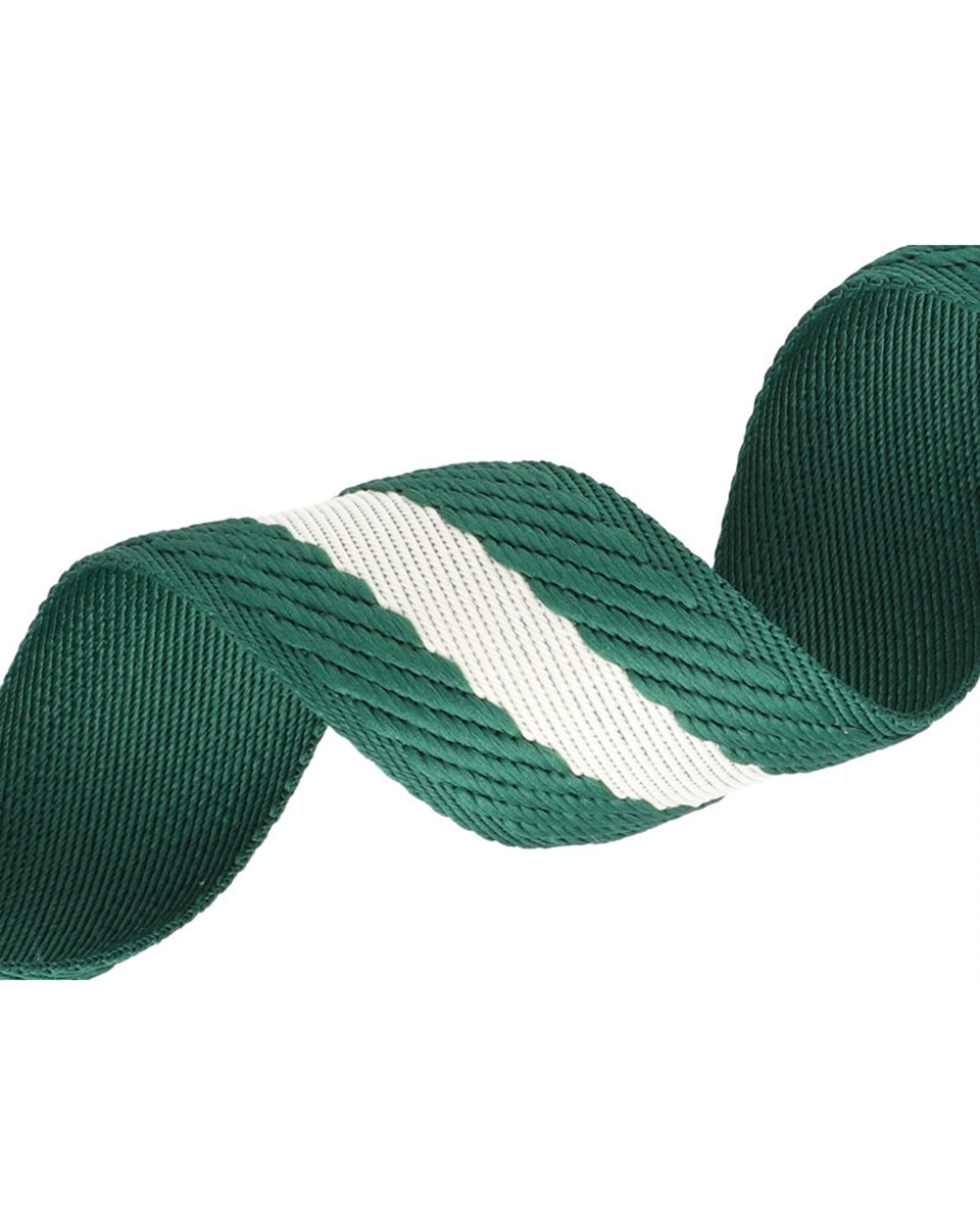 Polycotton webbing 38 mm/2,0 white and green 50 yd Polycotton webbing 38 mm/2,0 white and green 50 yd