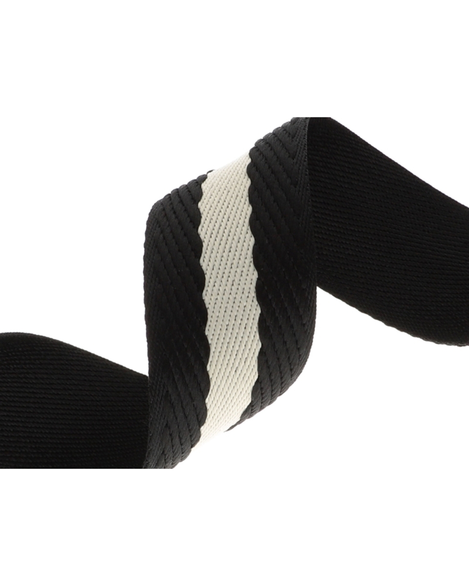 Polycotton webbing 2.0 mm 3D stripes black and beige