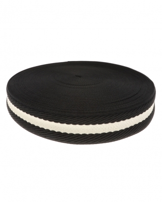 Polycotton webbing 2.0 mm 3D stripes black and beige