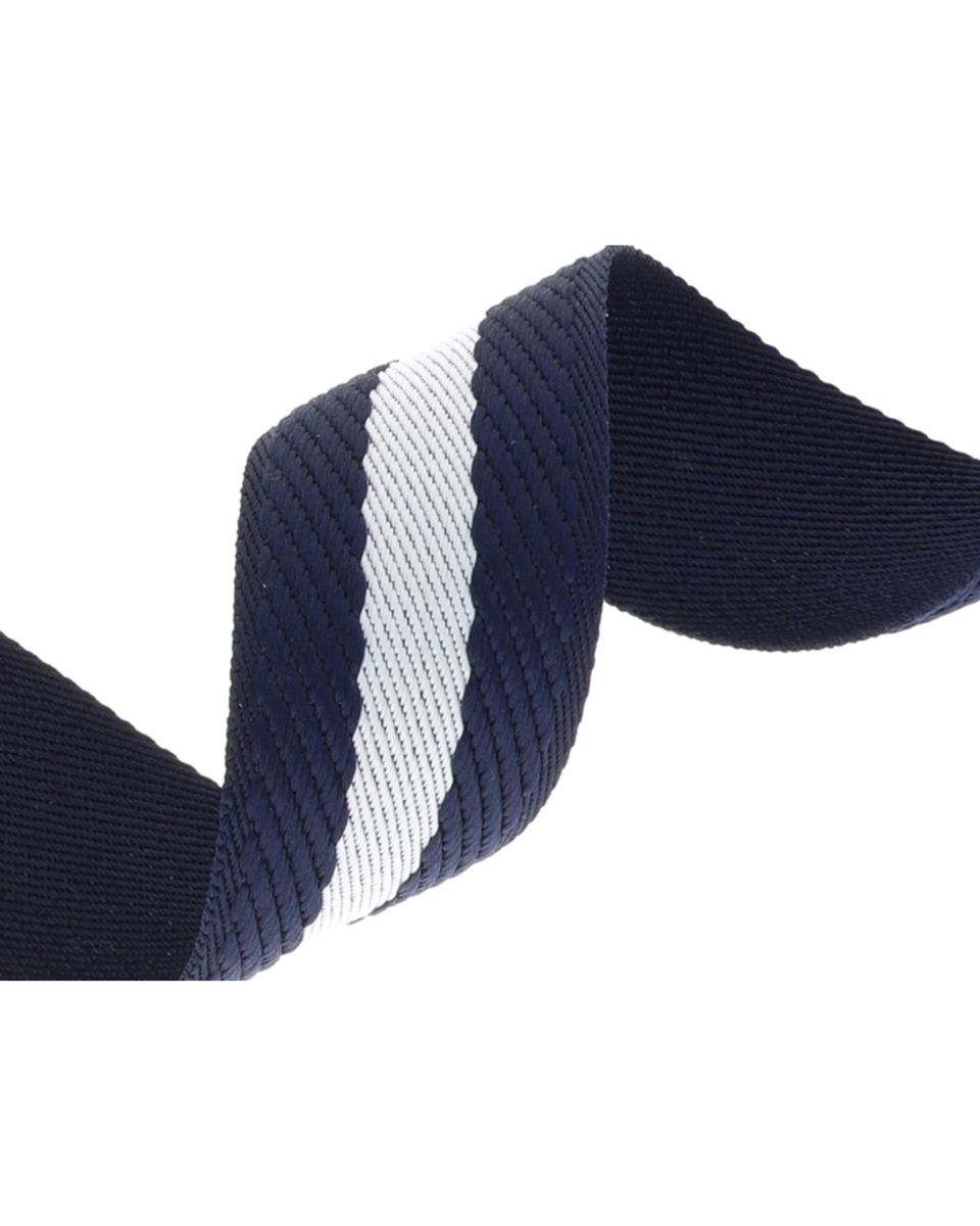 Polycotton webbing 2.0 mm 3D stripes navy blue and white