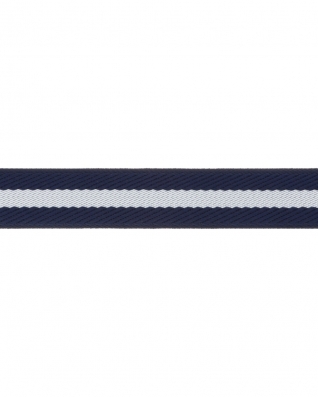 Polycotton webbing 2.0 mm 3D stripes navy blue and white