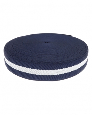 Polycotton webbing 2.0 mm 3D stripes navy blue and white