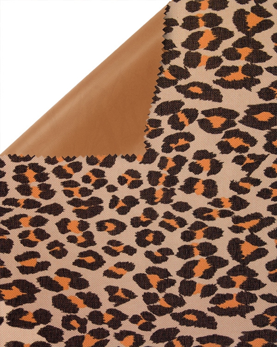 Polyester fabric premium 600d*300d waterproof pvc-f covered leopard print 17 150 cm