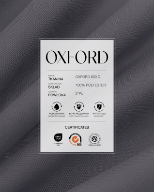 Водонепроницаемая полиэфирная ткань Oxford 600D PU*2 (155) серый