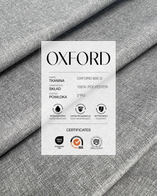 Tkanina wodoodporna Oxford 600D PU*2 (336) jasnoszara dwuton