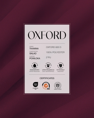 Tkanina wodoodporna Oxford 600D PU*2 (525) bordowa