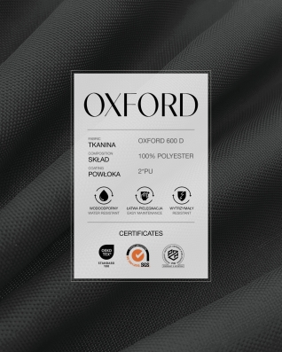 Водоотталкивающая полиэфирная ткань Oxford 600D PU*2 (916-2) антрацит