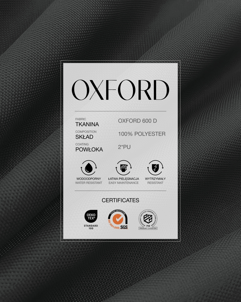 Tkanina wodoodporna Oxford 600D PU*2 (916-2) antracytowa