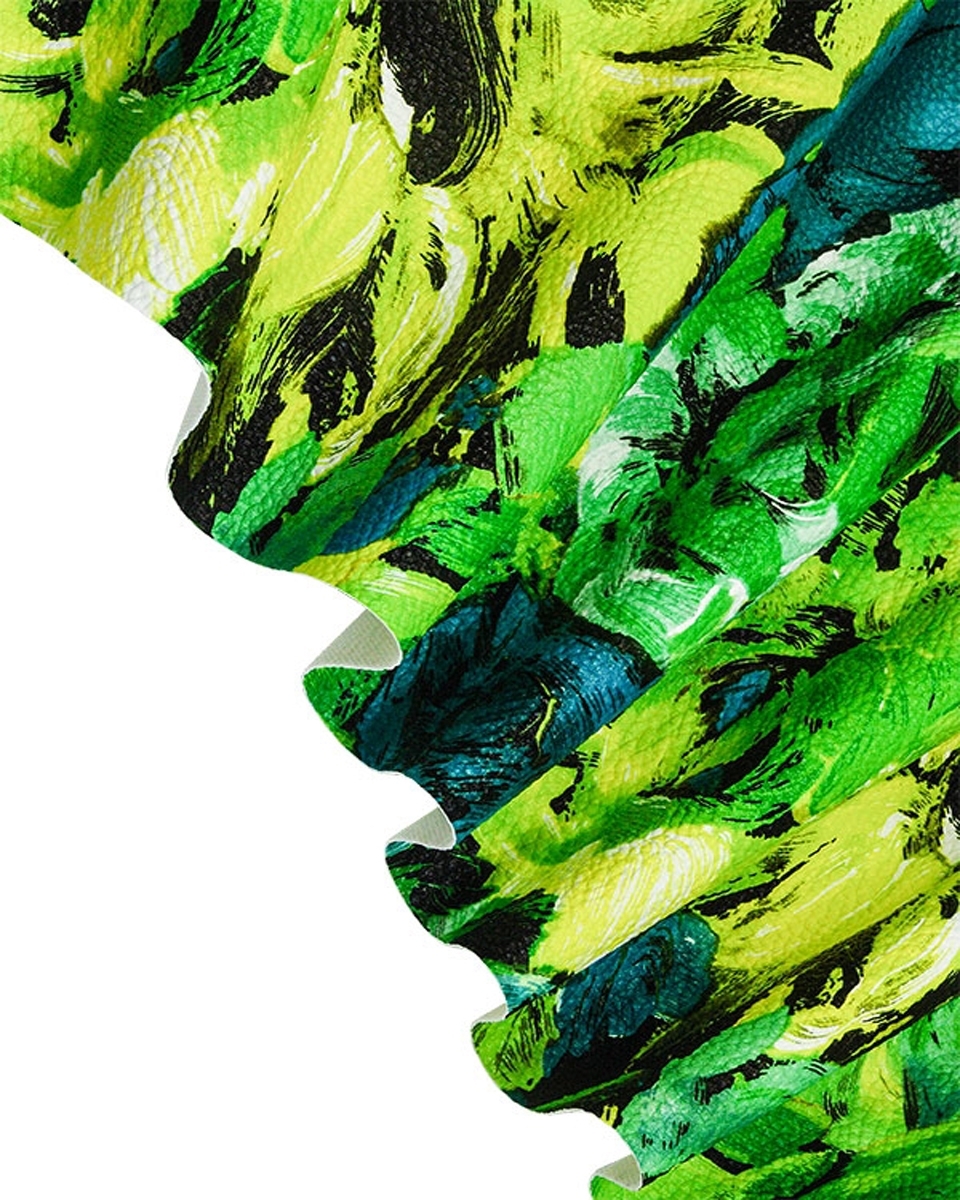 IMITATION LEATHER GREEN PAINTED FLOWERS 140 CM 1 MB IMITATION LEATHER GREEN PAINTED FLOWERS 140 CM 1 MB