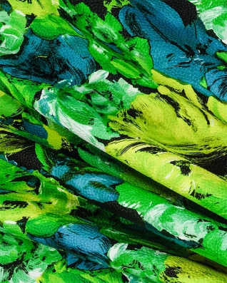 IMITATION LEATHER GREEN PAINTED FLOWERS 140 CM 1 MB