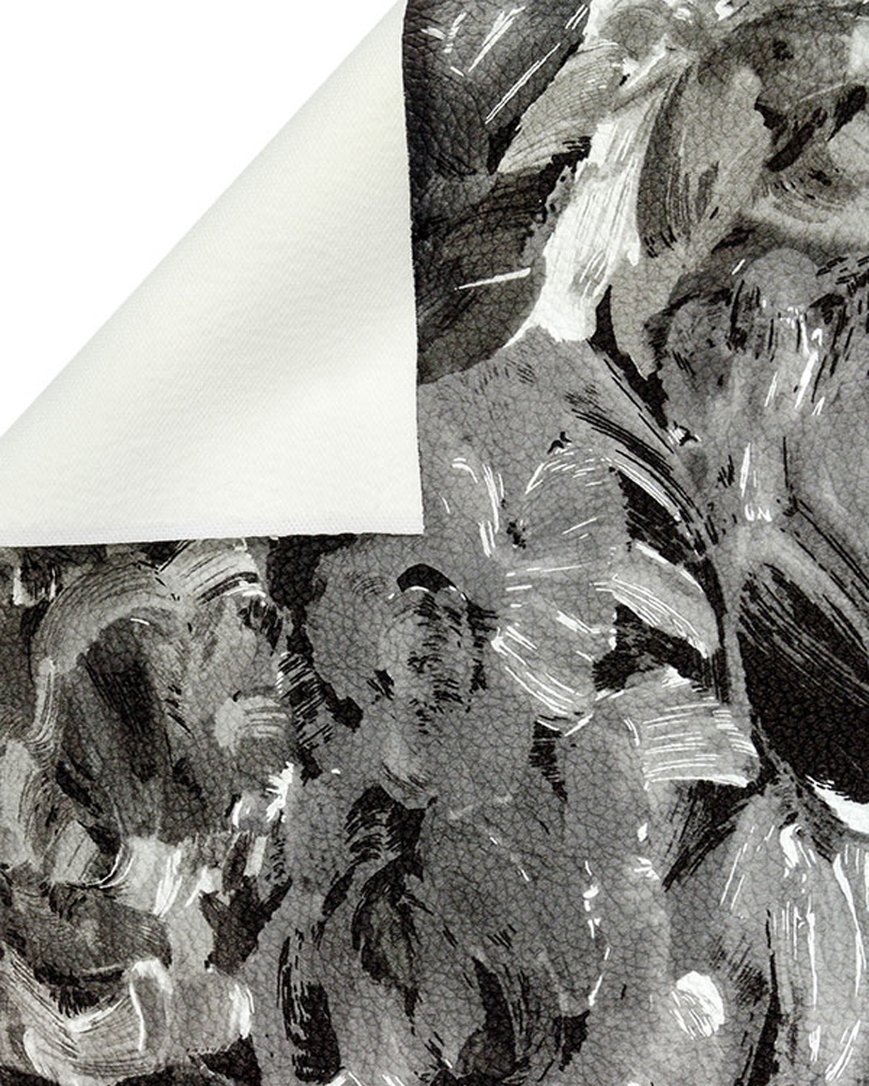 IMITATION LEATHER GRAY PAINTED FLOWERS 140 CM 1 MB IMITATION LEATHER GRAY PAINTED FLOWERS 140 CM 1 MB