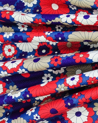IMITATION LEATHER BLUE FLOWERS 140 CM 1 MB
