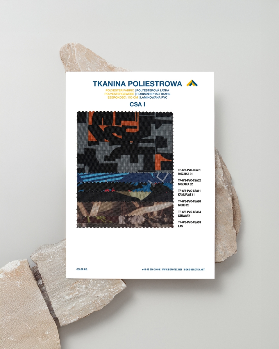 Wzornik tkanin poliestrowych 600D*300D PVC - Wzory I