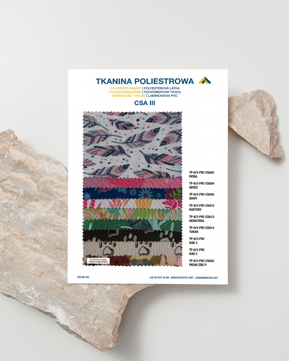 Wzornik tkanin poliestrowych 600D*300D PVC - Wzory III Wzornik tkanin poliestrowych 600D*300D PVC - Wzory III