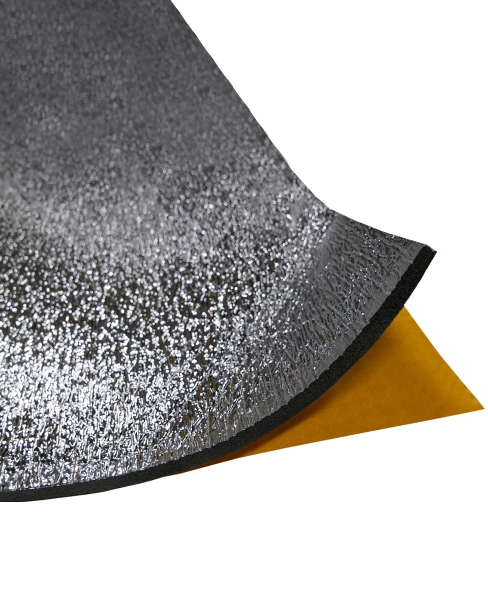 Self-adhesive cross-linked foam with foil