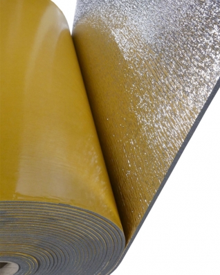 Self-adhesive cross-linked foam with foil