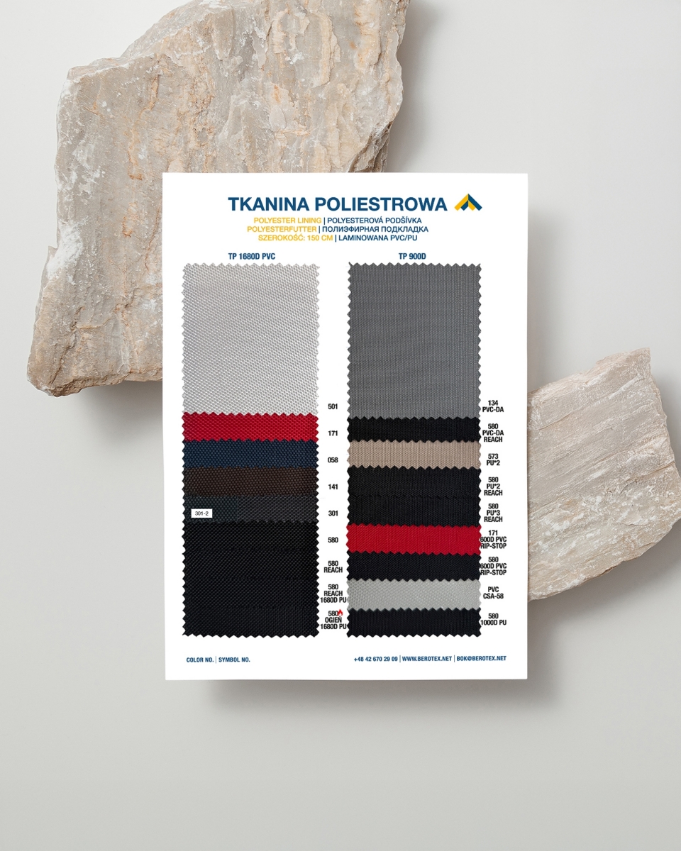 Wzornik tkanin poliestrowych 1680D PU/PVC
