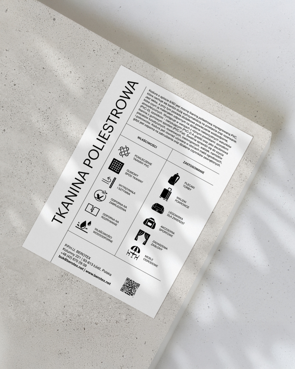 Wzornik tkanin poliestrowych 600D*600D PVC