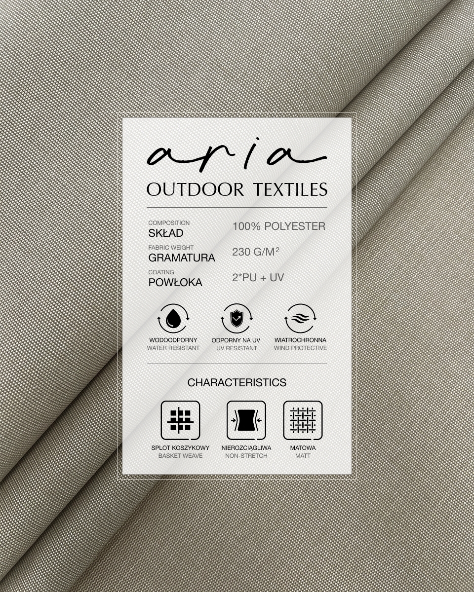 Waterproof Fabric PU*2 with UV coating - Aria Desert Beige Waterproof Fabric PU*2 with UV coating - Aria Desert Beige