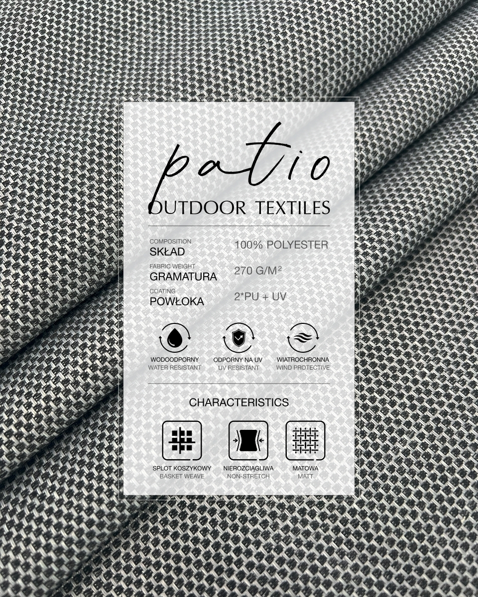 Tkanina wodoodporna PU*2 z powłoką UV - Patio stalowa szarość
