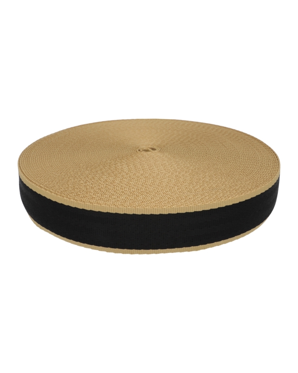 TRAGBAND  40 MM  / 1,6 MM SCHWARZ-BEIGE  EU&nbsp580 PES 25 LM