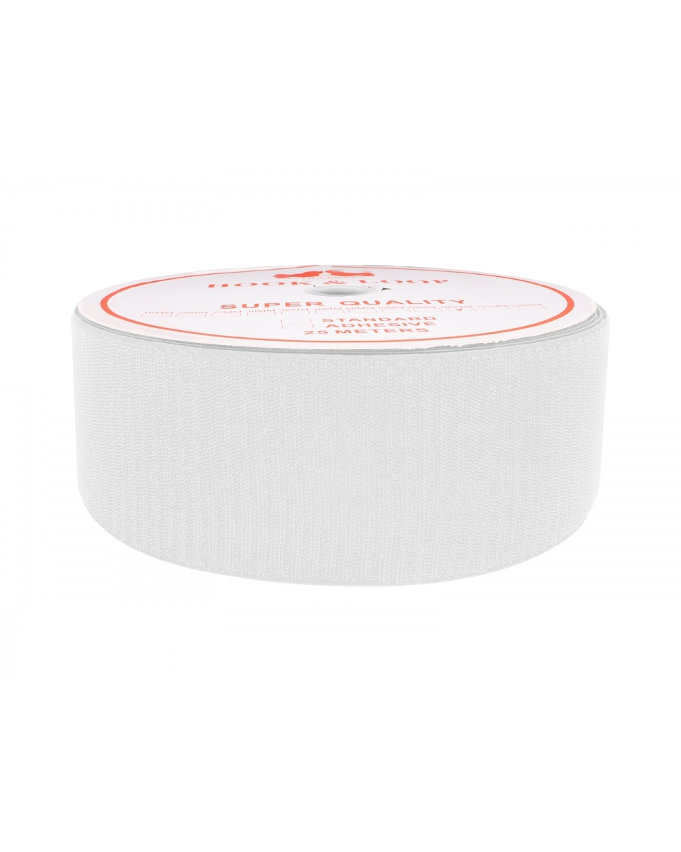 Hook and loop tape  white 501 polyester/nylon hook 25 mb
