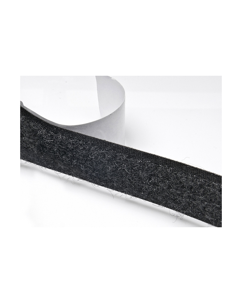 HOOK AND LOOP TAPE WITH GLUE  BLACK 580 NYLON LOOP 25 MB