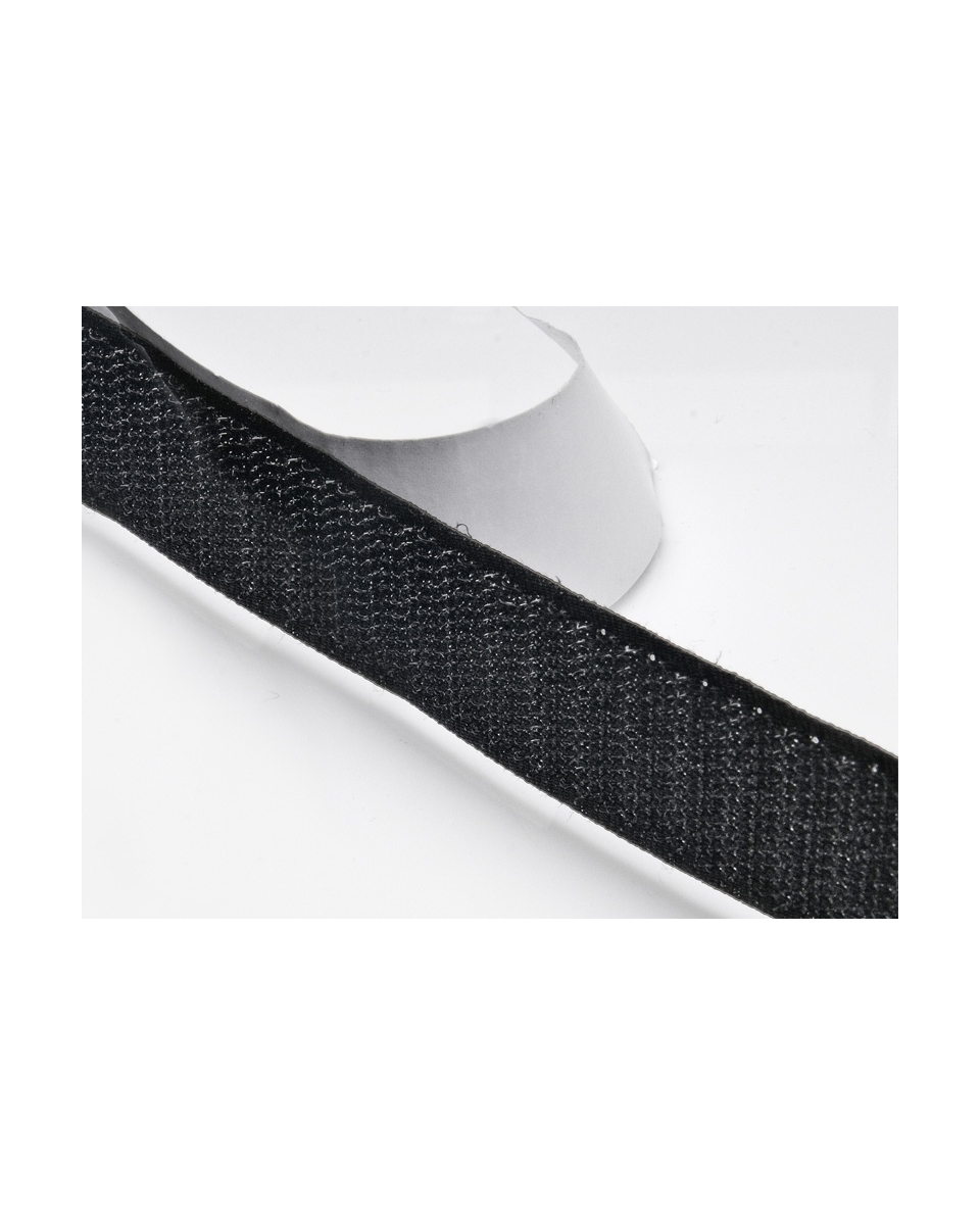 HOOK AND LOOP TAPE WITH GLUE  BLACK 580 NYLON LOOP 25 MB